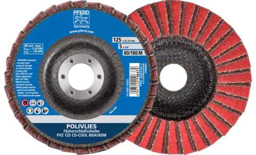 PFERD 43299 Polivlies Non-Woven Flap Disc | 7/8" Arbor Hole | 4-1/2" Diameter | 13,300 RPM | 240 F Grit Size | Sold by Box of 5