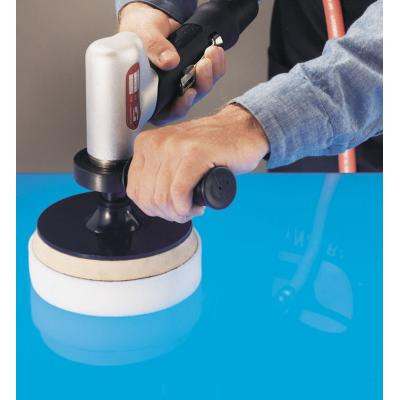 Dynabrade 51430 5" 7 Degree Offset Rotary Air Buffer | 0.4 HP | 3,200 RPM | 3/8"-24 Male Tool Thread | Extended Muffler