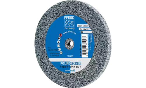 Pferd 48290 3" x 1/4" Non Woven Polinox Unitized Wheel | 10,200 Max. RPM | Silicon Carbide Fine Grit | Soft | 2SF