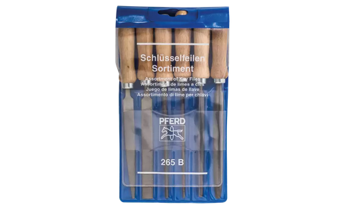 Pferd 17012 American Pattern 4" Key File Set 265 B | Wooden Handle | Second Cut | Set of 6