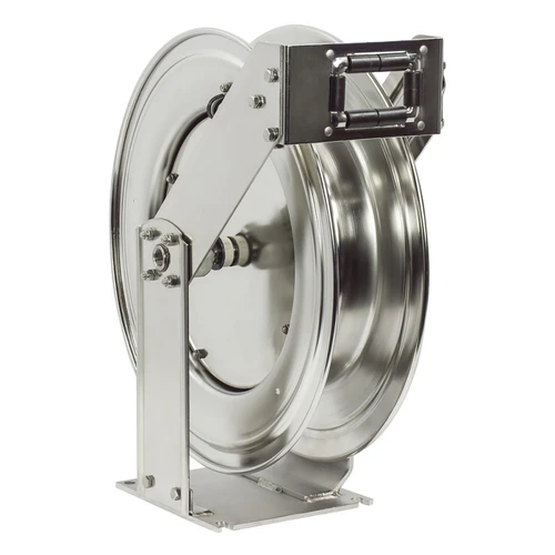 Coxreels TSHL-N-550-SS Stainless Steel Spring Rewind Hose Reel | SS-T Series | 3/4" Hose Diameter | 50' Hose Length | 300 Max PSI | Less Hose