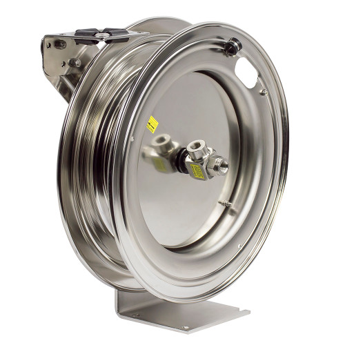 Coxreels P-LPL-335-SS Stainless Steel Spring Rewind Hose Reel | P-SS Series | 3/8" Hose Diameter | 35' Hose Length | 300 Max PSI | Less Hose