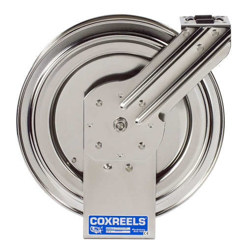 Coxreels TSHL-N-3100-SS Stainless Steel Spring Rewind Hose Reel | T-SS Series | 3/8" Hose Diameter | 100' Hose Length | 300 Max PSI | Less Hose