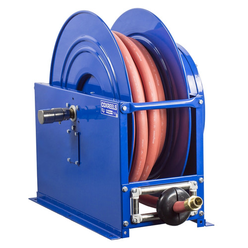 Coxreels SLPL-4100 Single Hose Spring Rewind Hose Reel | SP Series | 1/2" Hose Diameter | 100' Hose Length | 300 Max PSI | Less Hose