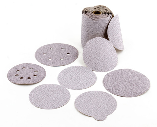 United Abrasive 35415 Economical Paper PSA Disc Roll | 6A Stearated Aluminum Oxide | 5" Diameter | 220 Grit | Sold by Box of 400