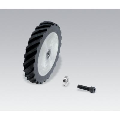 Dynabrade 11642 Contact Wheel Assembly | 4" Dia. x 5/8" W x 5/8" I.D. | Scoop | 40 Duro Rubber
