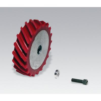 Dynabrade 11689 Contact Wheel Assembly | 4" Dia. x 1" W x 5/8" I.D. | Scoop | 60 Duro Urethane