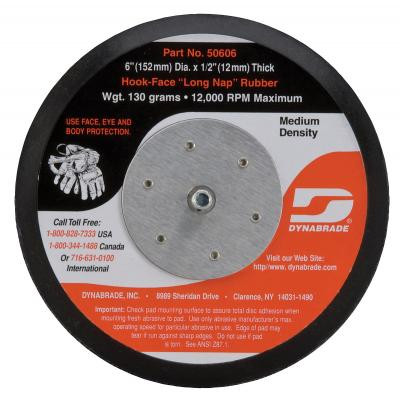 Dynabrade 50606 Non-Vacuum Disc Pad | 6" Pad Size | 1/2" Thickness | Hook-Face | Medium Density | Long Nap