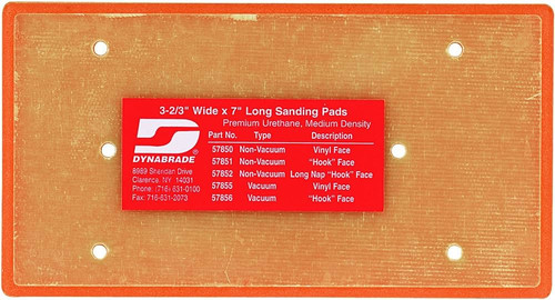 Dynabrade 57852 Non-Vacuum Dynabug Disc Pad | 3-2/3" x 7" Pad Size | 3/8" Thickness | Hook-Face | Medium Density | Long Nap