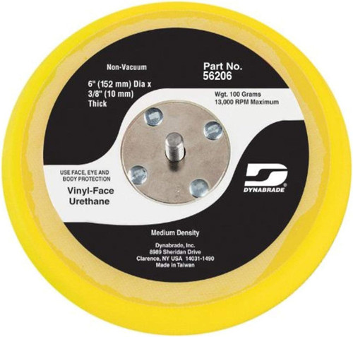 Dynabrade 56206 Non-Vacuum Pad | 6" Pad Size | 3/8" Thickness | 12000 RPM | Medium Density