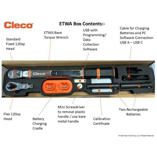 Cleco ETWA25IC Advanced Electronic Torque Wrench | Interchangeable Head | 4 - 18 (ft-lbs) Torque Range