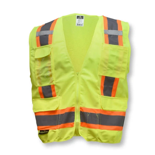 Radians SV6GXL Type R Class 2 Two Tone Surveyor Solid/Mesh Safety Vest | Hi-Vis Green | X-Large Size | Each