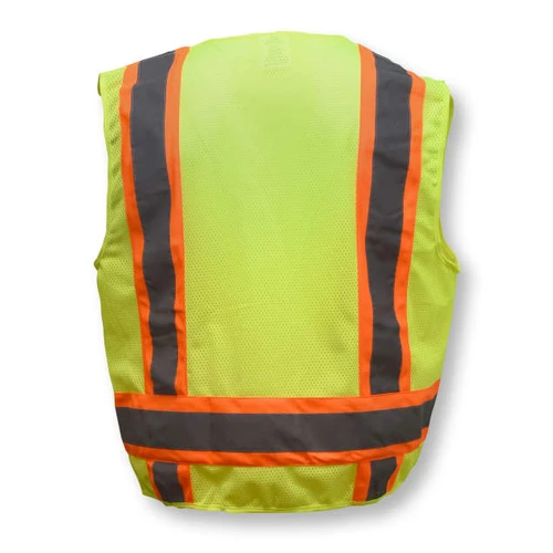 Radians SV6GXL Type R Class 2 Two Tone Surveyor Solid/Mesh Safety Vest | Hi-Vis Green | X-Large Size | Each