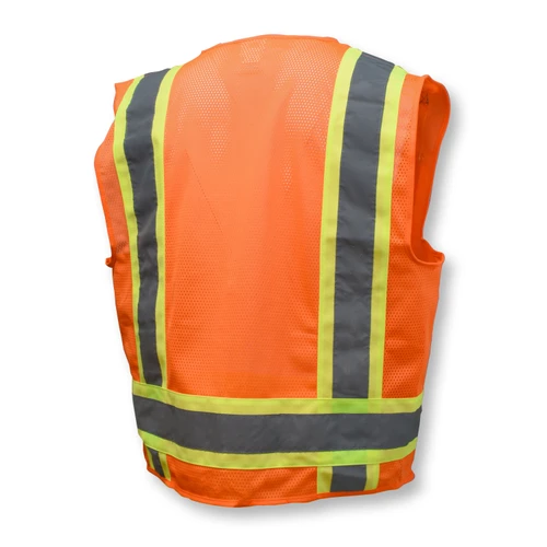 Radians SV6OM Type R Class 2 Two Tone Surveyor Solid/Mesh Safety Vest | Hi-Vis Orange | Medium Size | Each
