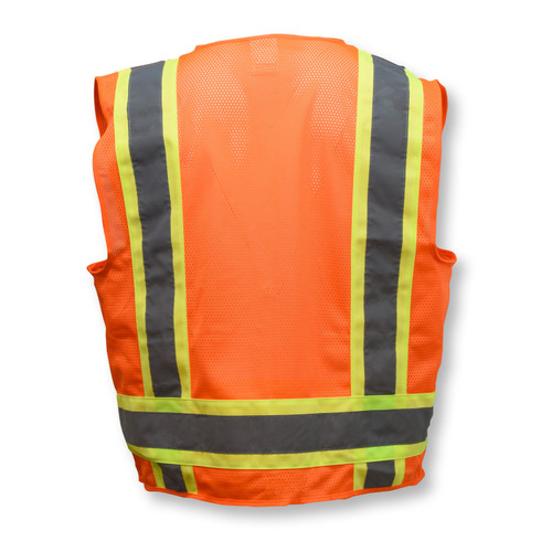 Radians SV6O4X Type R Class 2 Two Tone Surveyor Solid/Mesh Safety Vest | Hi-Vis Orange | 4X-Large Size | Each