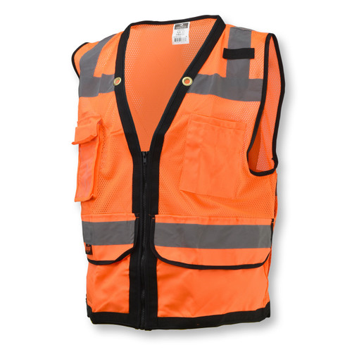 Radians SV59Z-2ZOD-S Type R Class 2 Heavy Duty Surveyor Safety Vest With Zipper | Hi-Vis Orange | Small Size | Case of 24 Units