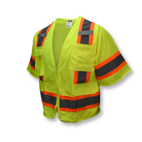 Radians SV63GL Type R Class 3 Two Tone Surveyor Safety Vest | Hi-Vis Green | Large Size | Case of 24 Units