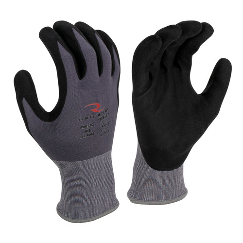 Radians RWG13S Foam Nitrile Gripper Gloves | Elastic Cuff | Gray | Small Size | Case of 10 Boxes of 12 Pairs in Each Box