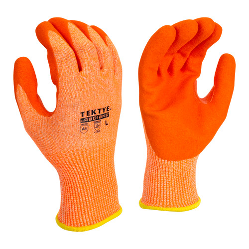 Radians RWG703XS TEKTYE A4 Cut Protective Work Gloves | Reinforced Thumb | Hi-Vis Orange | X-Small Size | Box of 12 Pairs