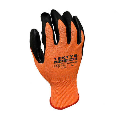 Radians RWG705S TEKTYE A4 Cut Protective Work Gloves | Reinforced Thumb | Orange | Small Size | Box of 12 Pairs
