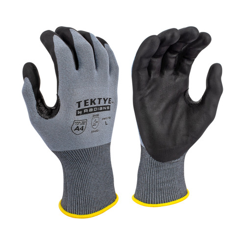 Radians RWG708XS TEKTYE A4 Cut Protective Work Gloves | Reinforced Thumb | Gray | X-Small Size | Box of 12 Pairs
