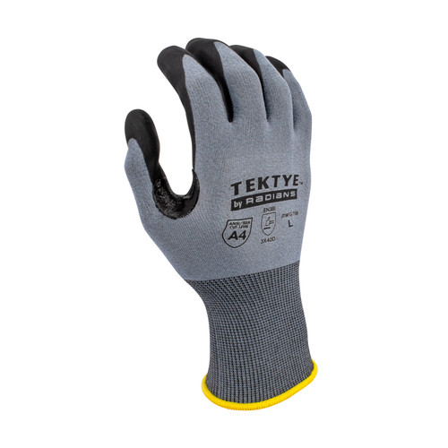 Radians RWG708XS TEKTYE A4 Cut Protective Work Gloves | Reinforced Thumb | Gray | X-Small Size | Box of 12 Pairs