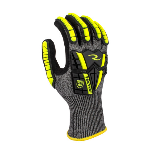Radians RWG723M TEKTYE A6 Cut Protective Work Gloves | TPR Back | Black/Gray | Medium Size | Case of 10 Boxes of 12 Pairs in Each Box