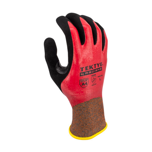 Radians RWG756L TEKTYE A4 Cut Protective Work Gloves | Reinforced Thumb | Black/Red | Large Size | Box of 12 Pairs