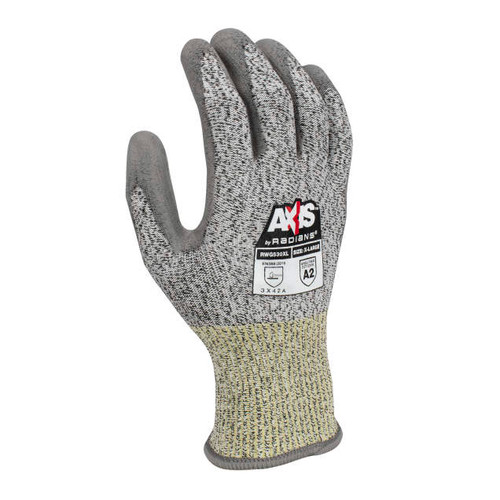 Radians RWG530XXL Axis A2 Cut Protection Dipped Gloves | Gray | 2X-Large Size | Case of 10 Boxes of 12 Pairs in Each Box