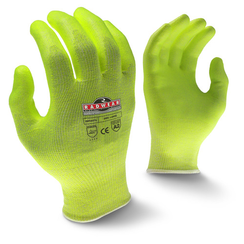 Radians RWG531-S Radwear Silver Series A2 Cut Protection Gloves | Hi-Vis Yellow | Small Size | Case of 10 Boxes of 12 Pairs in Each Box