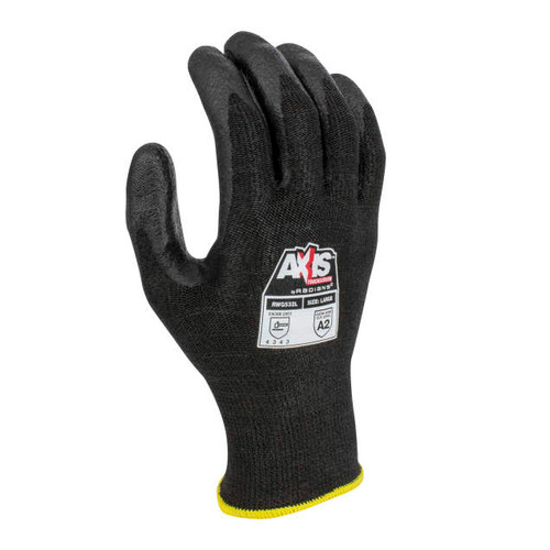 Radians RWG532S AXIS A2 Cut Protection Work Gloves | Touchscreen | Black | Small Size | Case of 10 Boxes of 12 Pairs in Each Box