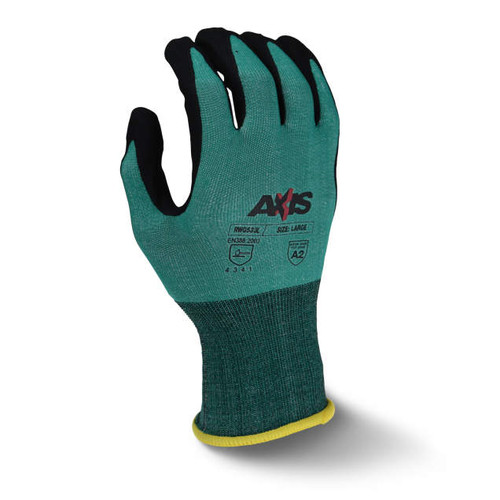 Radians RWG533S AXIS A2 Cut Protection Work Gloves | Foam Nitrile Palm | Green | Small Size | Case of 10 Boxes of 12 Pairs in Each Box