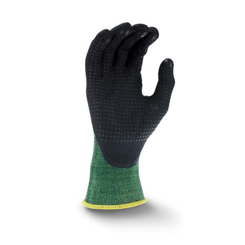 Radians RWG538XS AXIS A2 Cut Protection Work Gloves | Foam Nitrile Dotted Palm | Green | X-Small Size | Case of 10 Packs of 12 Pairs in Each Pack