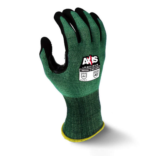 Radians RWG538M AXIS A2 Cut Protection Work Gloves | Foam Nitrile Dotted Palm | Green | Medium Size | Case of 10 Packs of 12 Pairs in Each Pack