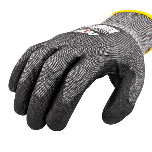 Radians RWG560S AXIS A4 Cut Protection Work Gloves | Black Polyurethane Palm | Gray | Small Size | Case of 10 Boxes of 12 Pairs in Each Box