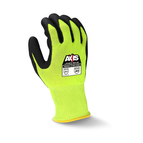 Radians RWG564XL AXIS A4 Cut Protection Work Gloves | Foam Nitrile Palm | Hi-Vis Lime | X-Large Size | Case of 10 Boxes of 12 Pairs in Each Box
