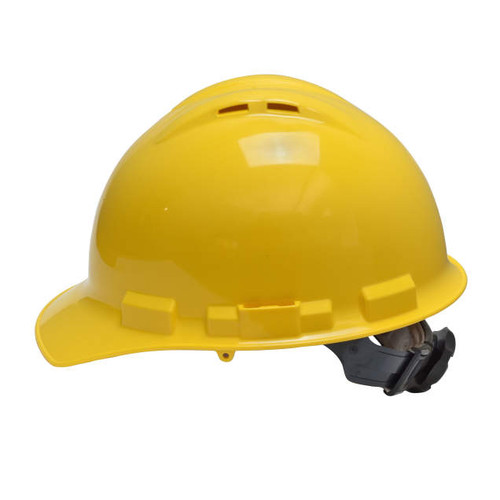 Radians GHR4V-YELLOW Granite Vented Cap Style Hard Hat | 4 Point Crown Strap Ratchet Suspension | Pillowed Brow Pad | Yellow | Case of 20 Units