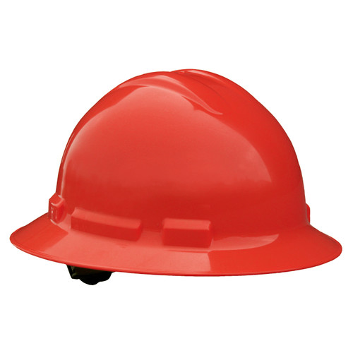 Radians QHR6-RED Quartz Full Brim Hard Hat | 6 Point Crown Strap Ratchet Suspension | Pillowed Brow Pad | Red | Case of 10 Units