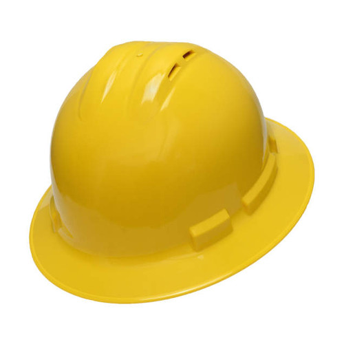 Radians QHR4V-YELLOW Quartz Full Brim Hard Hat | 4 Point Crown Strap Ratchet Suspension | Pillowed Brow Pad | Yellow | Case of 20 Units