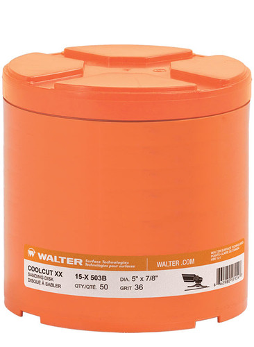 Walter Surface Technologies 15X503B COOLCUT XX Sanding Disc | 7/8" Arbor Hole | 5" Diameter | 0 Max. RPM | Aluminum Oxide/Ceramic 36 Grit | Sold by Box of 50