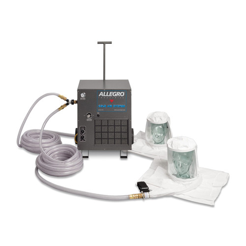 Allegro 9222-02CA 2-Worker Double Bib Tyvek Hood Breathing Cold Air Respirator System | Low Pressure | Clear
