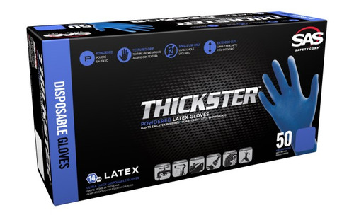 SAS Safety 6602 Thickster Powdered Latex Disposable Gloves | 14 Mil | Medium | Sold by Box of 50