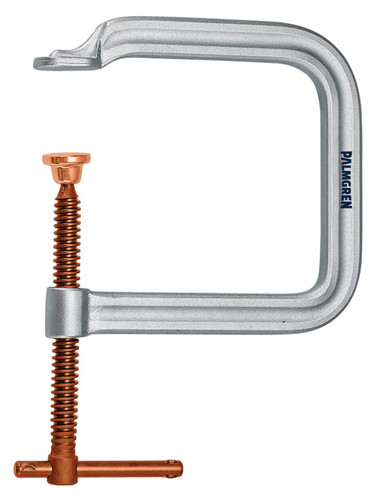 Palmgren 9629236 Regular Duty Extra Deep Throat C-Clamp With Copper Spindles | 6" Max Open Capacity | 3/4" Spindle Diameter | 9-7/8" Throat Capacity