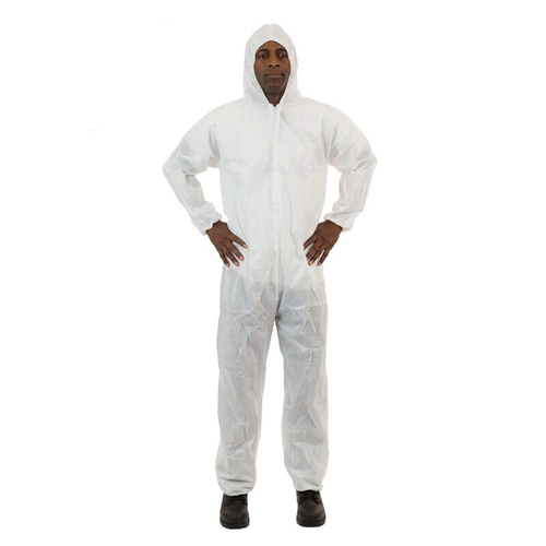Enviroguard 2225-M Hooded Coverall | Microporous Film | Bound Seams | Storm Flap | White | Medium