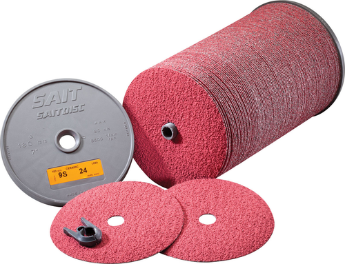 United Abrasives 59153 Fiber Disc | 7" Diameter | 7/8" Arbor Hole | 9S - Ceramic Aluminum Oxide 80 Grit | 8500 Max RPM | Bulk Packaging (100 PCS per Spindle)