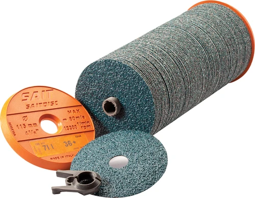 United Abrasives 56362 Premium Performance Fiber Disc | 4-1/2" Diameter | 7/8" Arbor Hole | 7-II Ceramic 50 Grit | Bulk Packaging (100 PCS per Spindle)