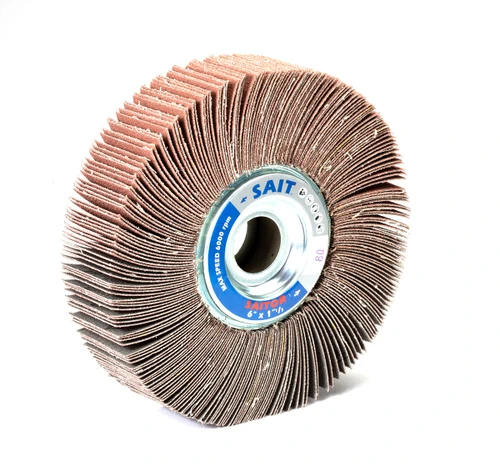 United Abrasives SAIT 72005 Large Diameter Flap Wheel | 6" Diameter | 1" Thickness | 60 Grit | 6000 Max RPM | 3A Aluminum Oxide | Sold by Pack of 5