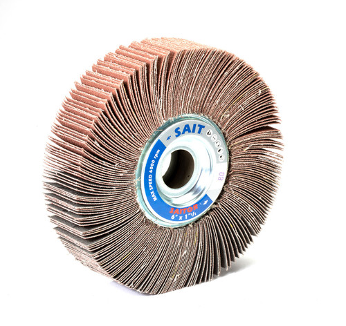 United Abrasives SAIT 72038 Large Diameter Flap Wheel | 6" Diameter | 2" Thickness | 120 Grit | 6000 Max RPM | 3A Aluminum Oxide | Sold by Pack of 5