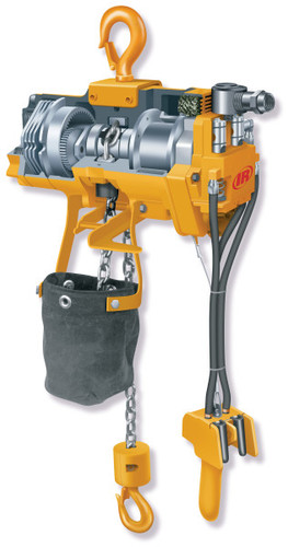 Ingersoll Rand ML1000K-2C12-C8S MLK Series Air Chain Hoist | 1 Ton Capacity | 12 ft Lift | 8 Drop | Steel Snap Hook | Pendent Control