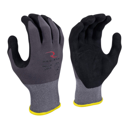 Radians RWG13BL Breathable Work Gloves | Nylon Shell with Micro Foam Nitrile Palm Dip | Gray | Large Size | Box of 12 Pairs